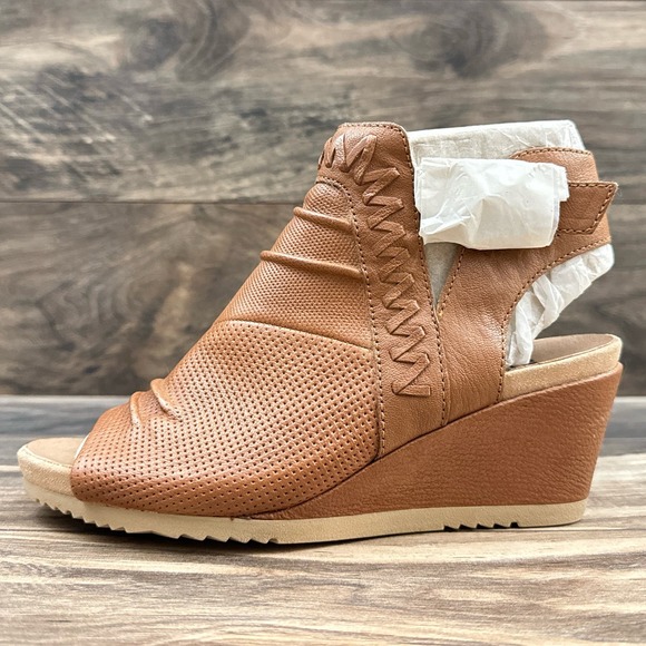 NIB Earth Attalea Bonaire 8M Peep Toe Open Heel Wedge Bootie Sandal Ginger - Picture 6 of 12